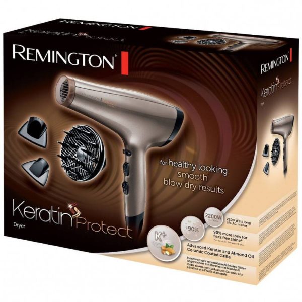 Сешоар Remington Keratin Protect AC8002, 2200W, 3 степени на температурата, 2 скорости, Cool Shot, Бронз - Potrebno
